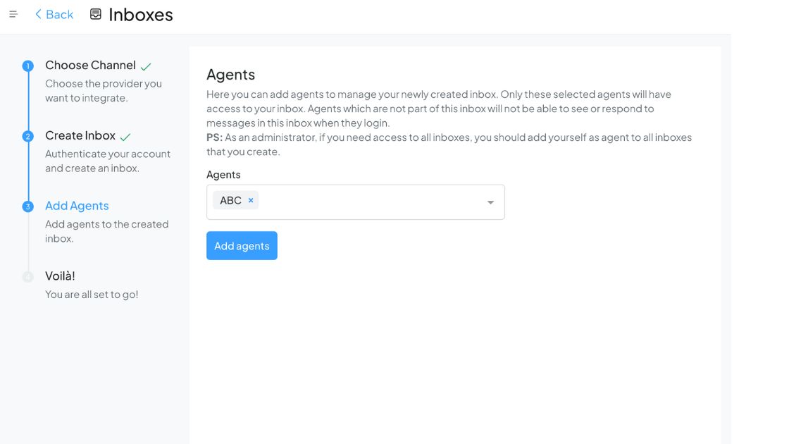add agents email inbox